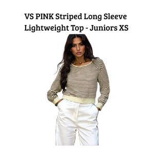 VS PINK Striped Long Sleeve Top Neon Yellow Green - Juniors XS